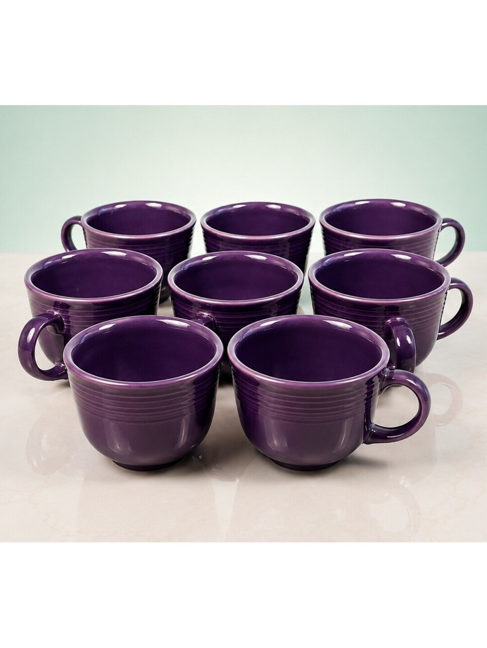 Homer Laughlin 2000s Set Of 8 Cups Mugs Fiesta Plum Ceramic, 3.5x3"